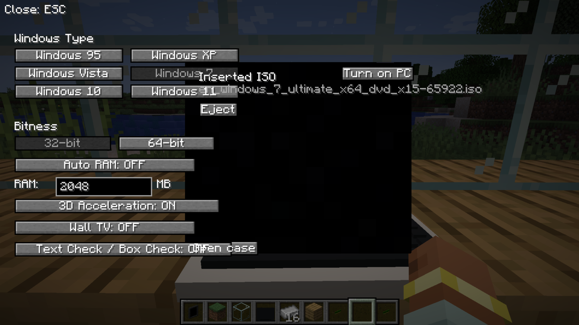 Hidden VM menu